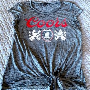 Rock & Republic Coors Tie Front Tee Grey Space Dye Small